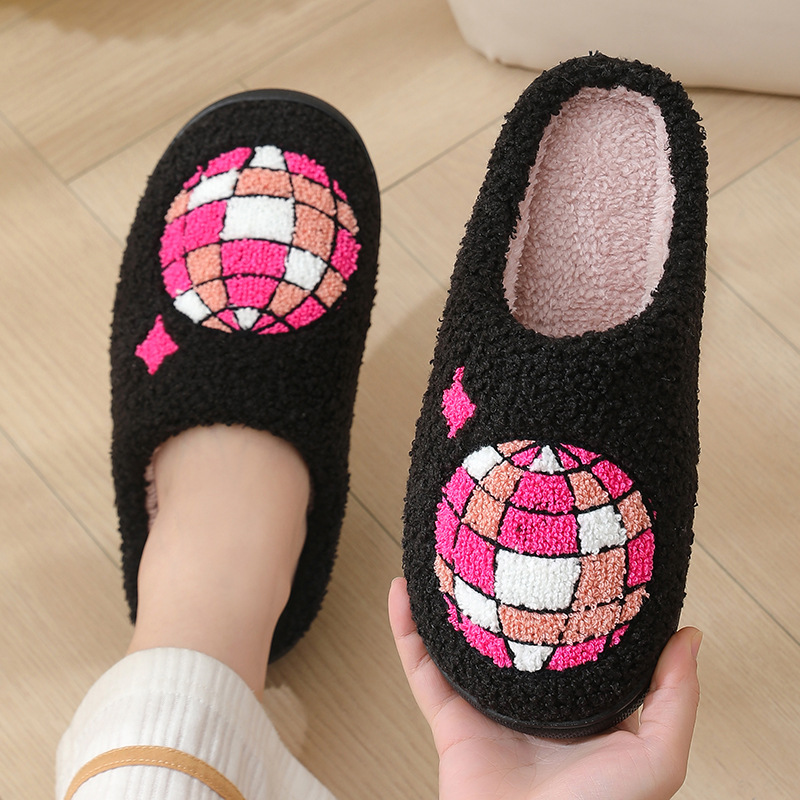 Comfortable Home Warm Cartoon Embroidered Balloon Cotton Slippers