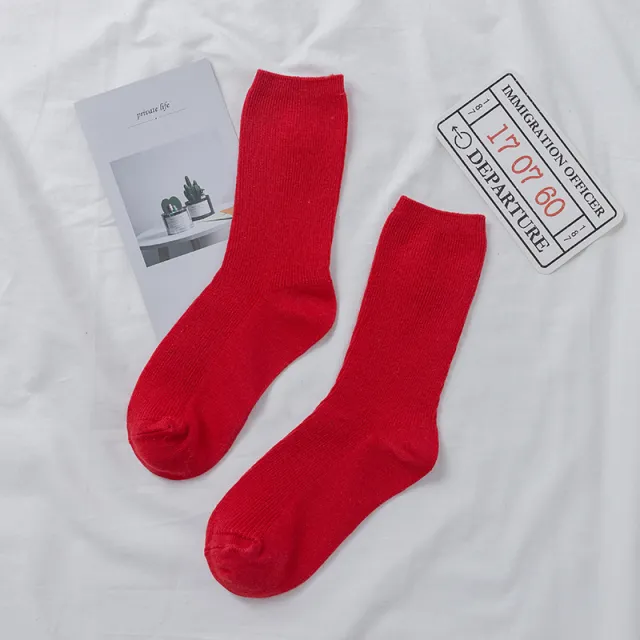 Street Female Fashion Long Thin And All matching Purple Bunching Socks Red - Shop at LoveMi