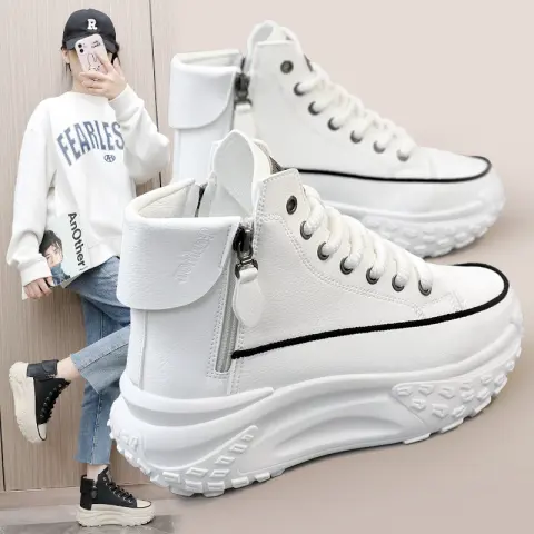 Round Toe Shoes Platform Height Increasing Casual Sneakers