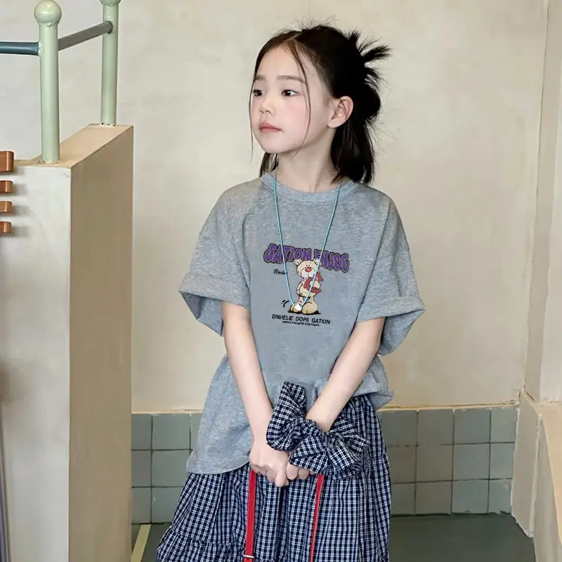 Girls Cartoon Short-Sleeve Loose-Fit T-Shirt