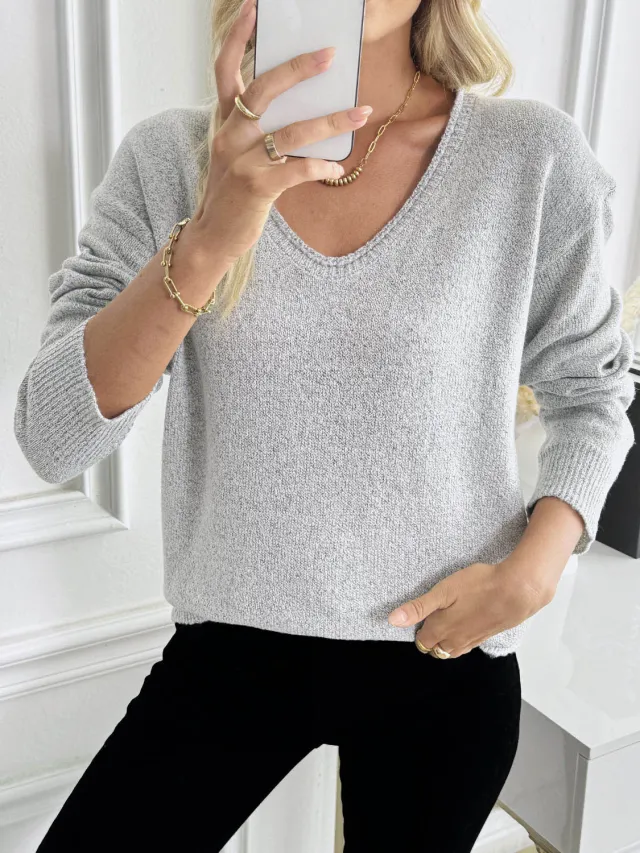 Simple Style Multi color Patterned Knit Sweater Flower White - Shop at LoveMi