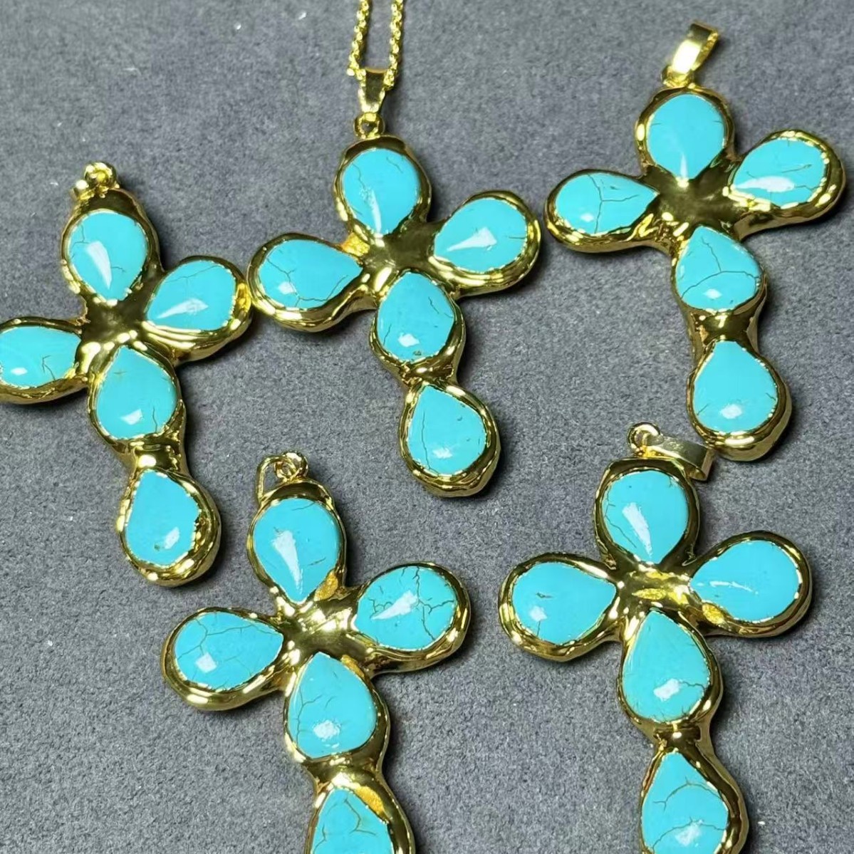 Turquoise Pendant With 18K Gold-plated Finish To Preserve Color