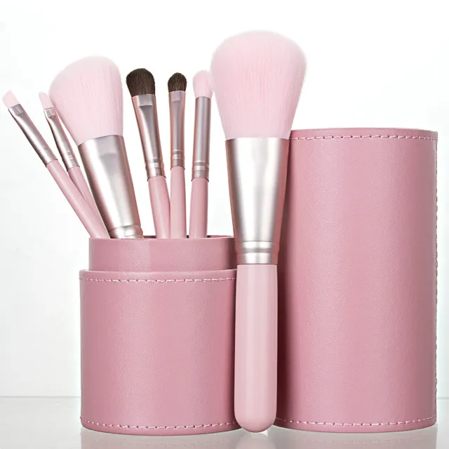 7 Makeup Brushes Portable Mini Girl Pink - Shop at LoveMi