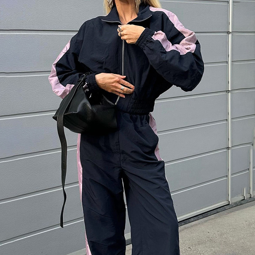 European And American Contrast Color Personality All-matching Fashion Casual Sports Suit