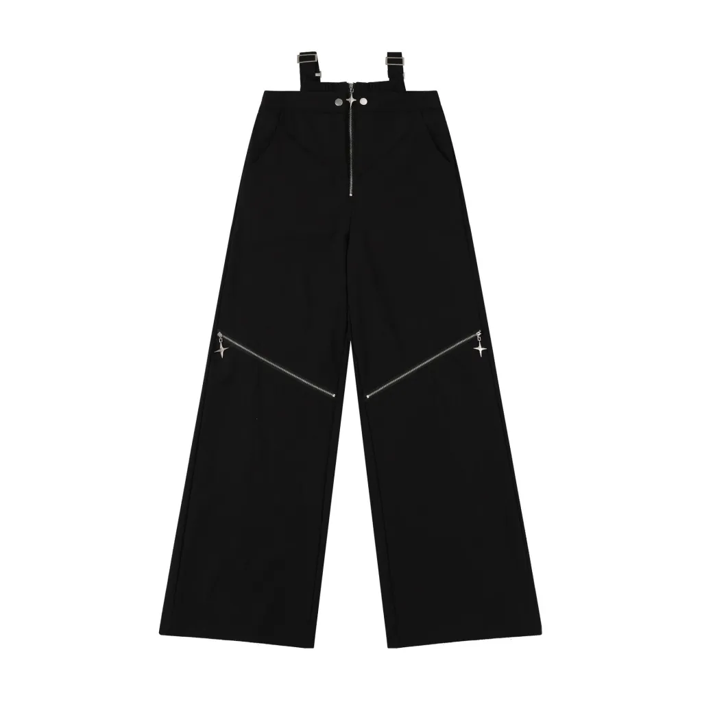 Zipper Design Casual Trousers - Black