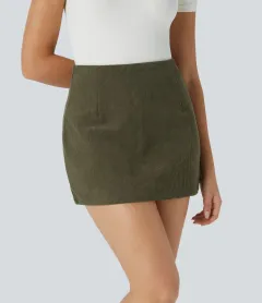 Women's European And American Corduroy A- Line Skirt - Dark Green - View 1