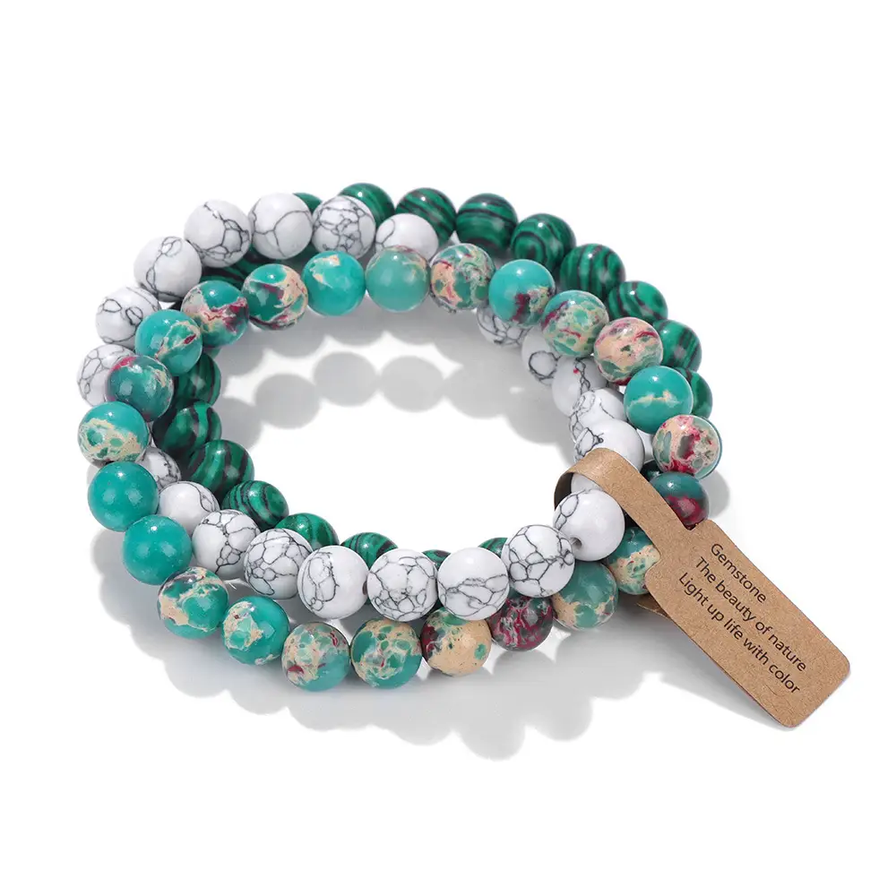 Natural Stone 8mm Beads Elastic String Bracelet For Women