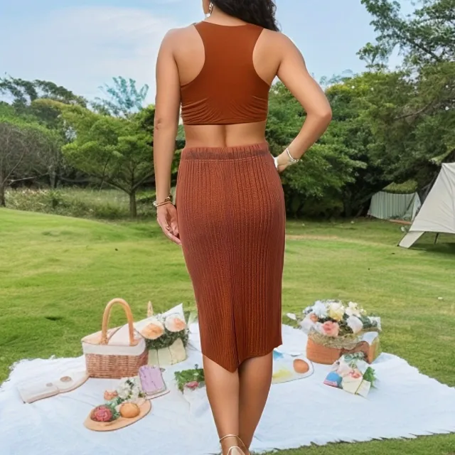 Retro Fashion And Personalized Temperament Skirt Women Caramel Color - Shop at LoveMi