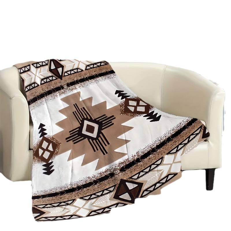 Bohemian-style Flannel Blanket For Cozy Bedding