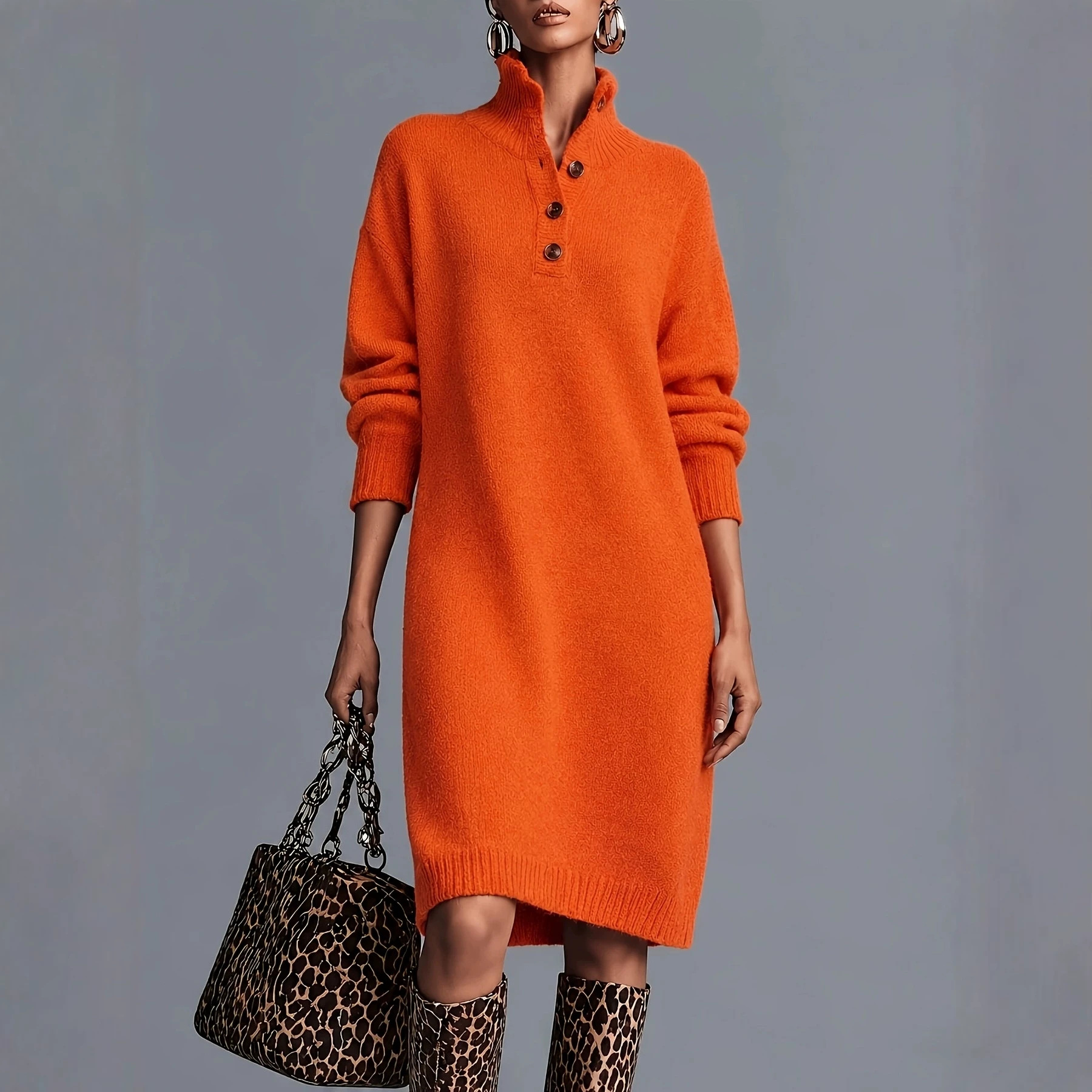 Women's Casual Turtleneck Knit Dress