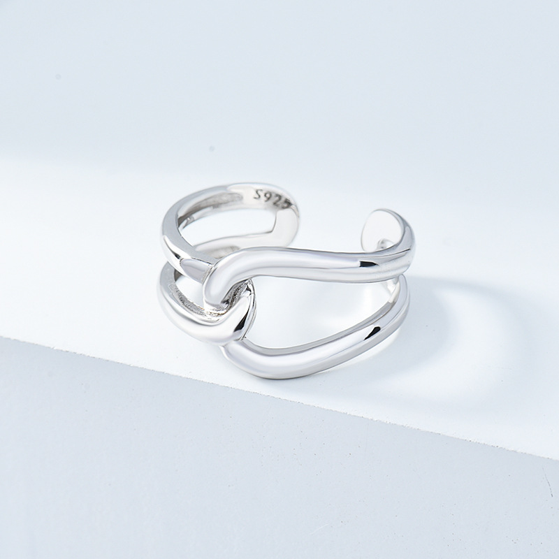 Sterling Silver Bends And Hitches Simple Fashion Personality Adjustable Ring