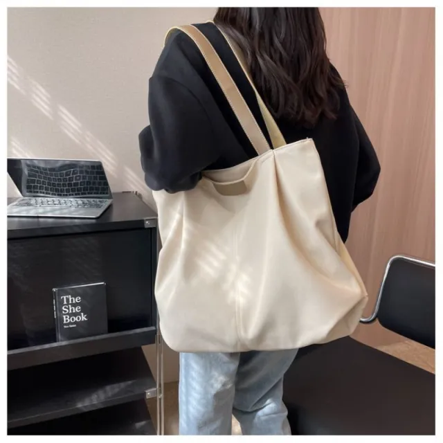 Fashion Shoulder Bag Simple Versatile Canvas Tote Bag Beige - Shop at LoveMi