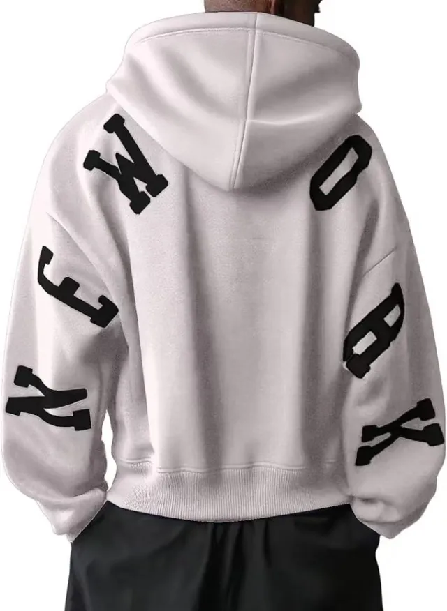 Fashion Printed Thickening All match Long Sleeve Loose Hooded Sweater For Women White - Shop at LoveMi