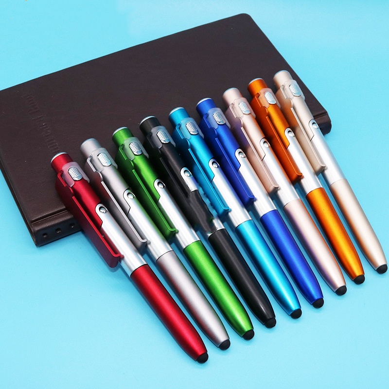 Multifunctional One-in-one Folding Mobile Phone Holder Touch Screen LED Light Ballpoint Pen