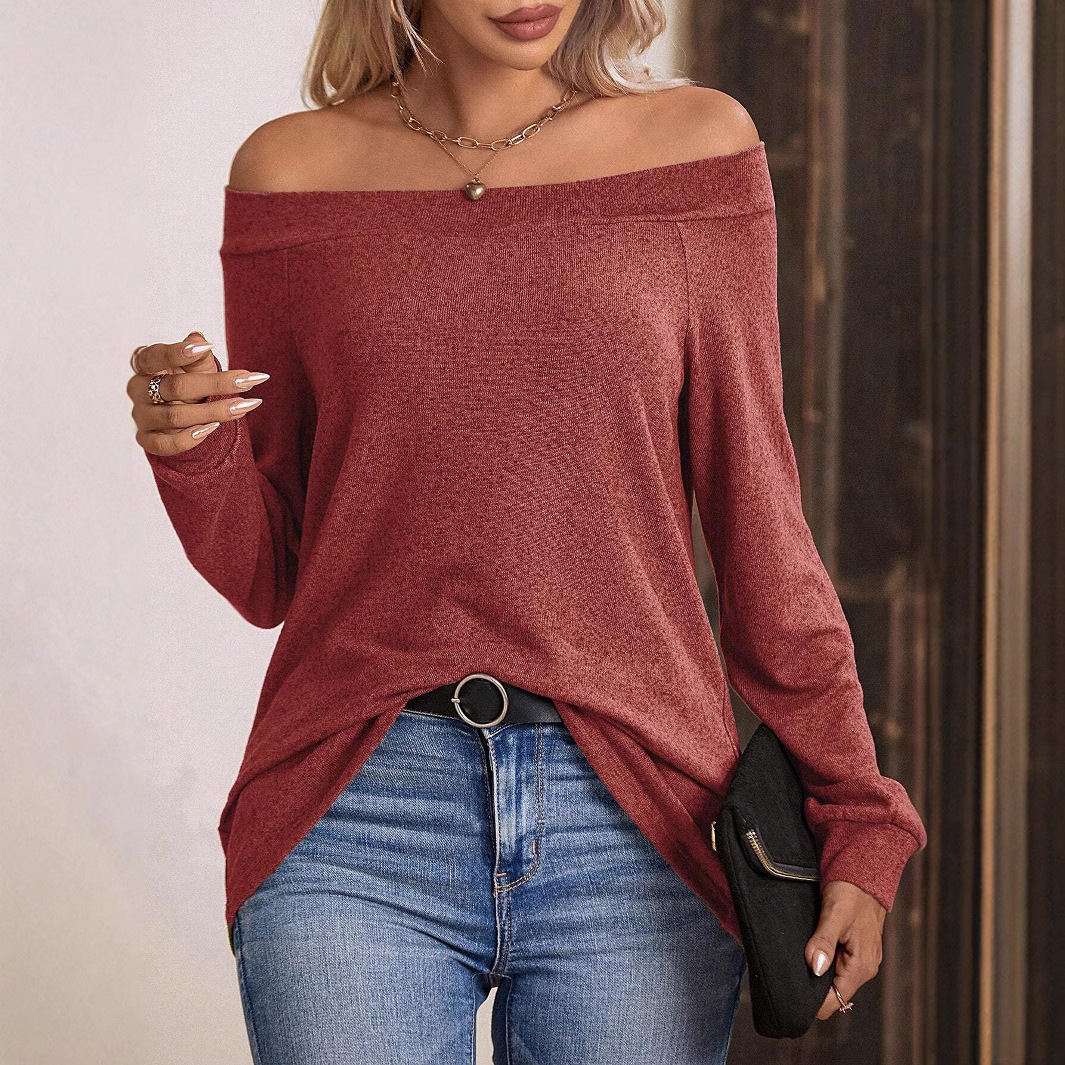 Women's Off-neck Long-sleeved Sweater