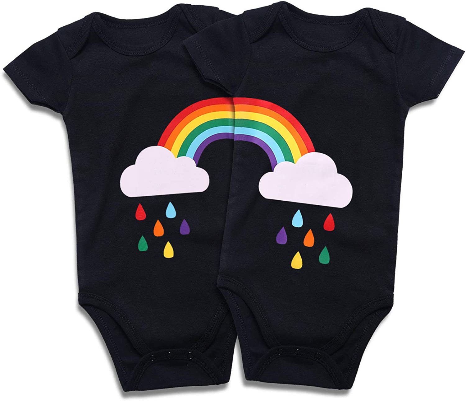 Cotton Baby Onesies 2-Pack - Short Sleeve Bodysuit for Newborn Twins - Soft Infant Clothing 3