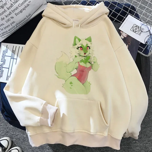 Furry Hoodie Youthful Y2K Pattern Kawaii Athleisure Teen Style10 - Shop at LoveMi