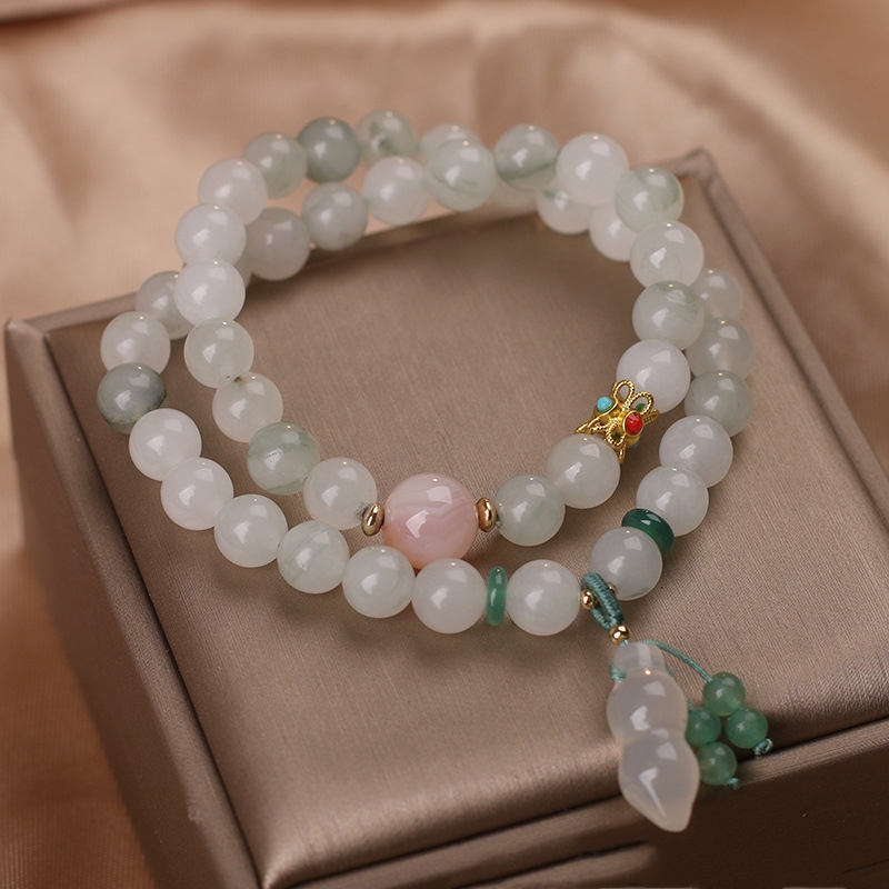 Ethnic Style Tianshan Emerald Natural Jade Multi-circle Beaded Bracelet