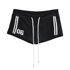 Sport Waistcoat For Women Top Drawstring Low Waisted Shorts - Black Shorts 24152 - View 1