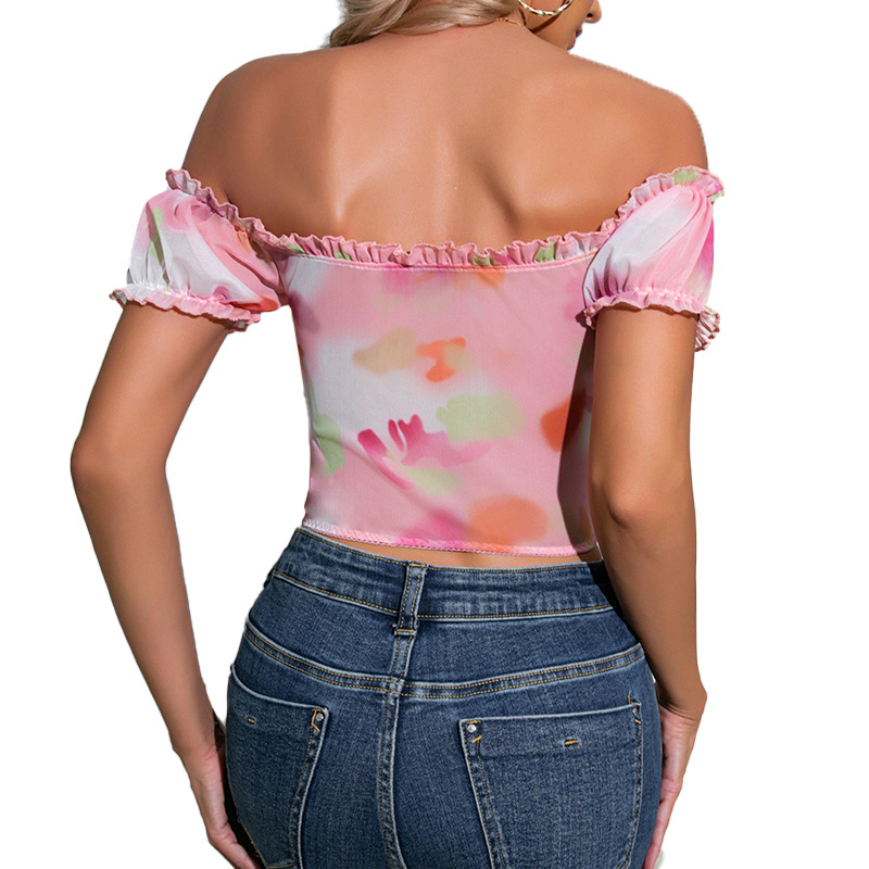 Women's Off-shoulder Mesh Short Breathable Vest