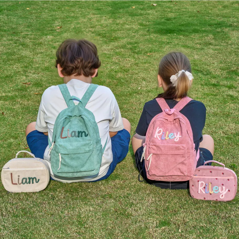 Personalized Corduroy Preppy-Style Backpack