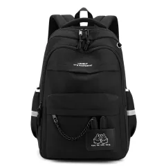 Leisure Travel Backpack New Cute Junior High School Student Schoolbag - Black - View 1