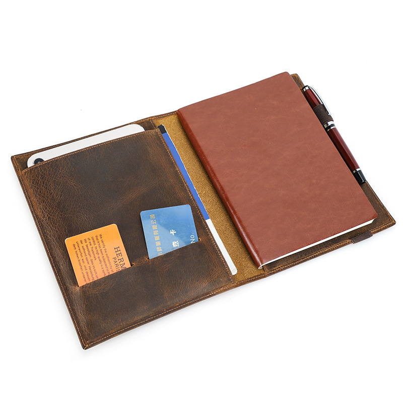 Crazy Horse Leather A5 Paper Notebook Multi-function Protective Sleeve - Image 3