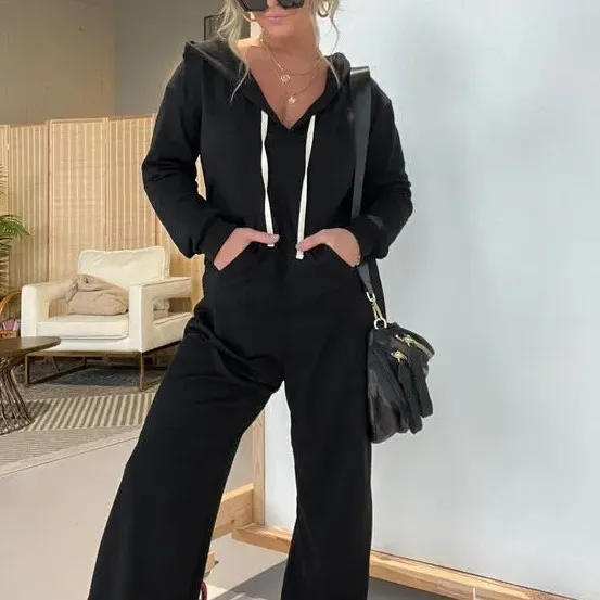 Women's Spring And Autumn Leisure Solid Color One piece Sweater Black - Shop at LoveMi