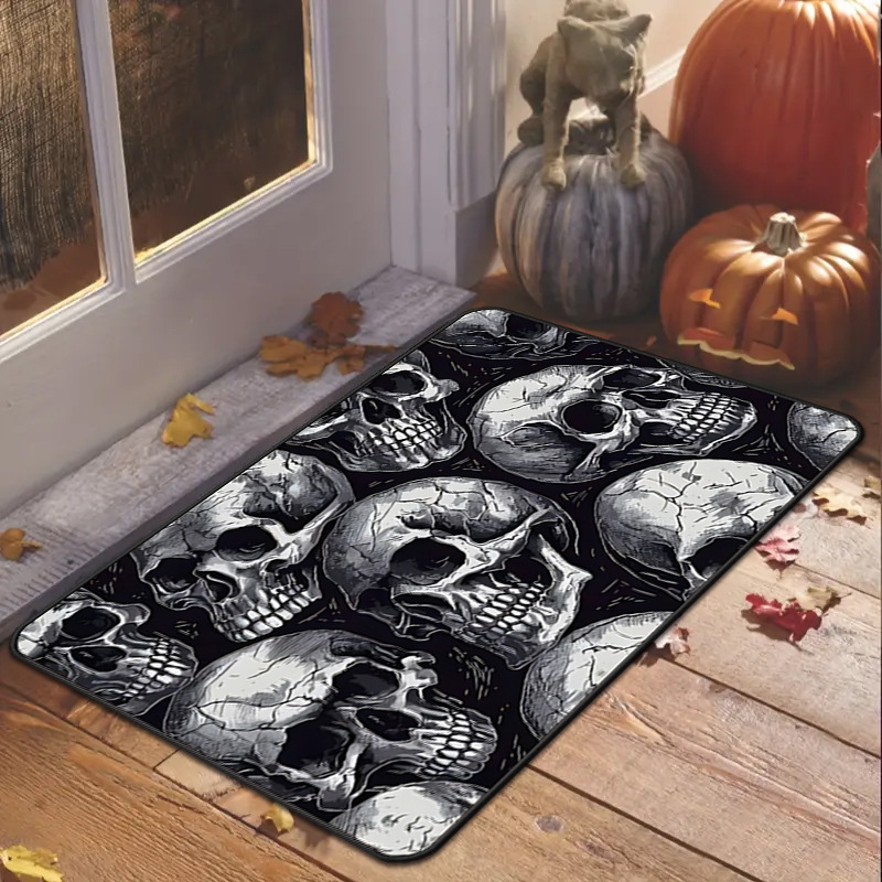 Halloween Porch Doormat Skull Entry Door Absorbent Door Mat
