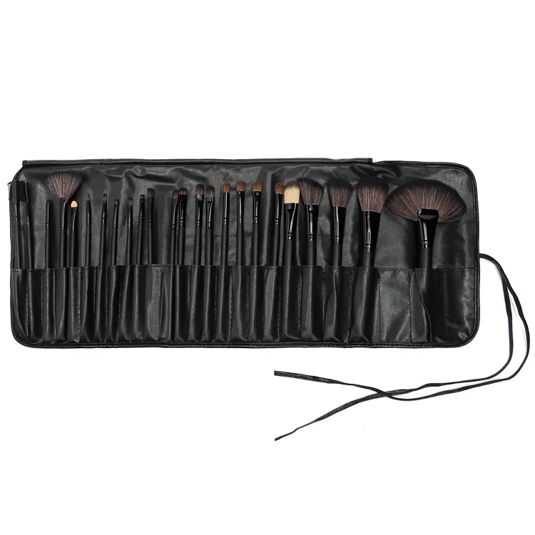 Makeup Brush With Horse Hair Black Wood Color Makeup Full Set - Black Ribbon Horse Hair