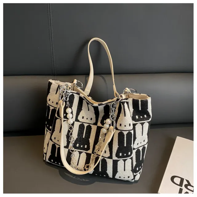 Large Capacity Western Style Shoulder Tote Bag Beige - Shop at LoveMi