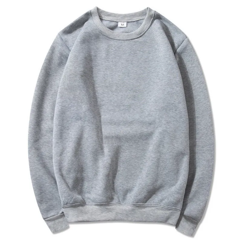 Men's Casual Pullover Round Neck Sweatshirt - Light Gray