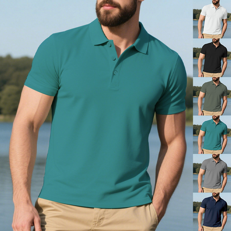 Mens Lapel POLO Shirt With Short Sleeves