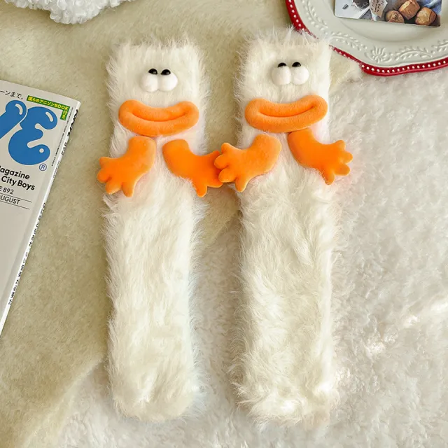 Two Children Thickened Warm Keeping Floor Tube Socks Big Hand White - Shop at LoveMi