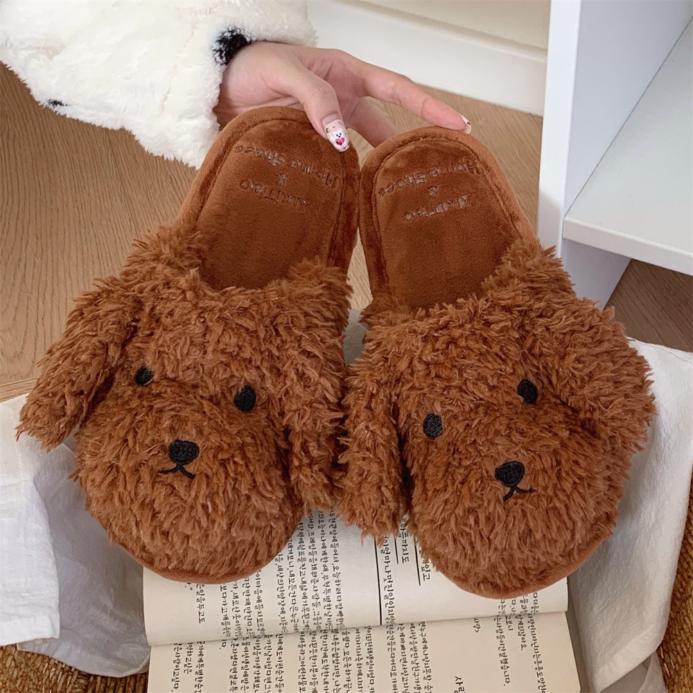 Women's Indoor Warm Plush Slippers Brown - Shop at LoveMi