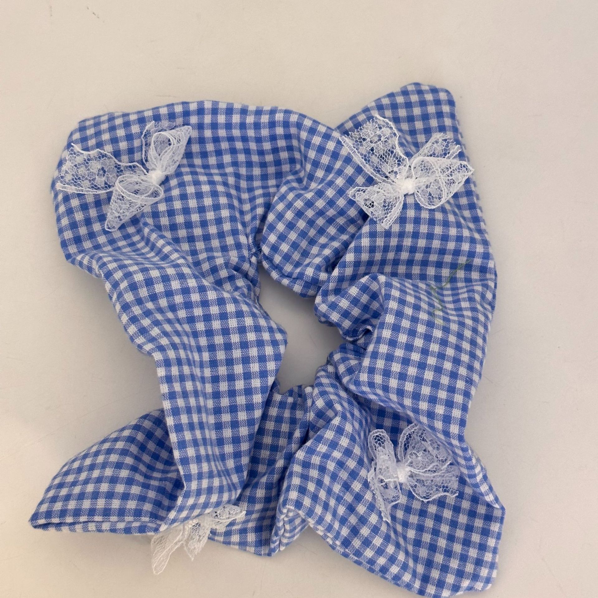 French-style Vintage Plaid Square Scrunchie