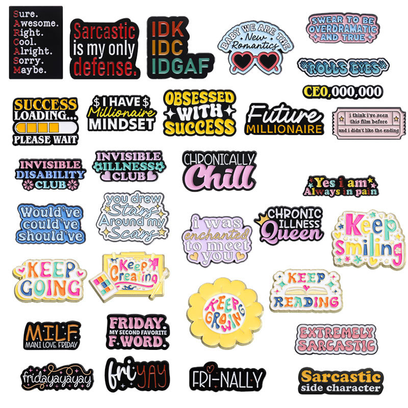 Motivational Fun And Creative Metal Badges Featuring Personalized Letter Designs In English
