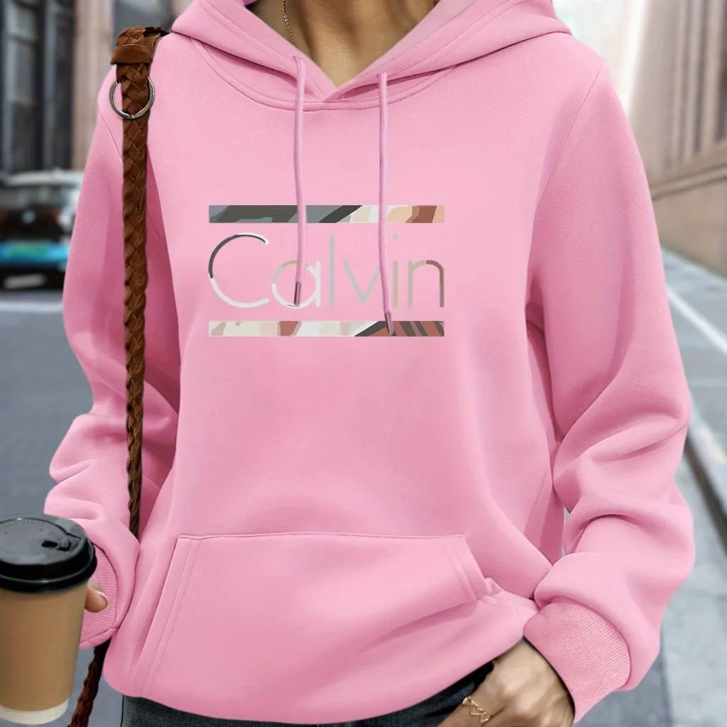 Women's Plus Size Letter Printed Hat Sweater - Pink