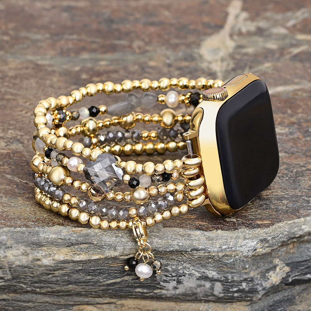 Fashionable Elastic Cord Beaded Watch Strap