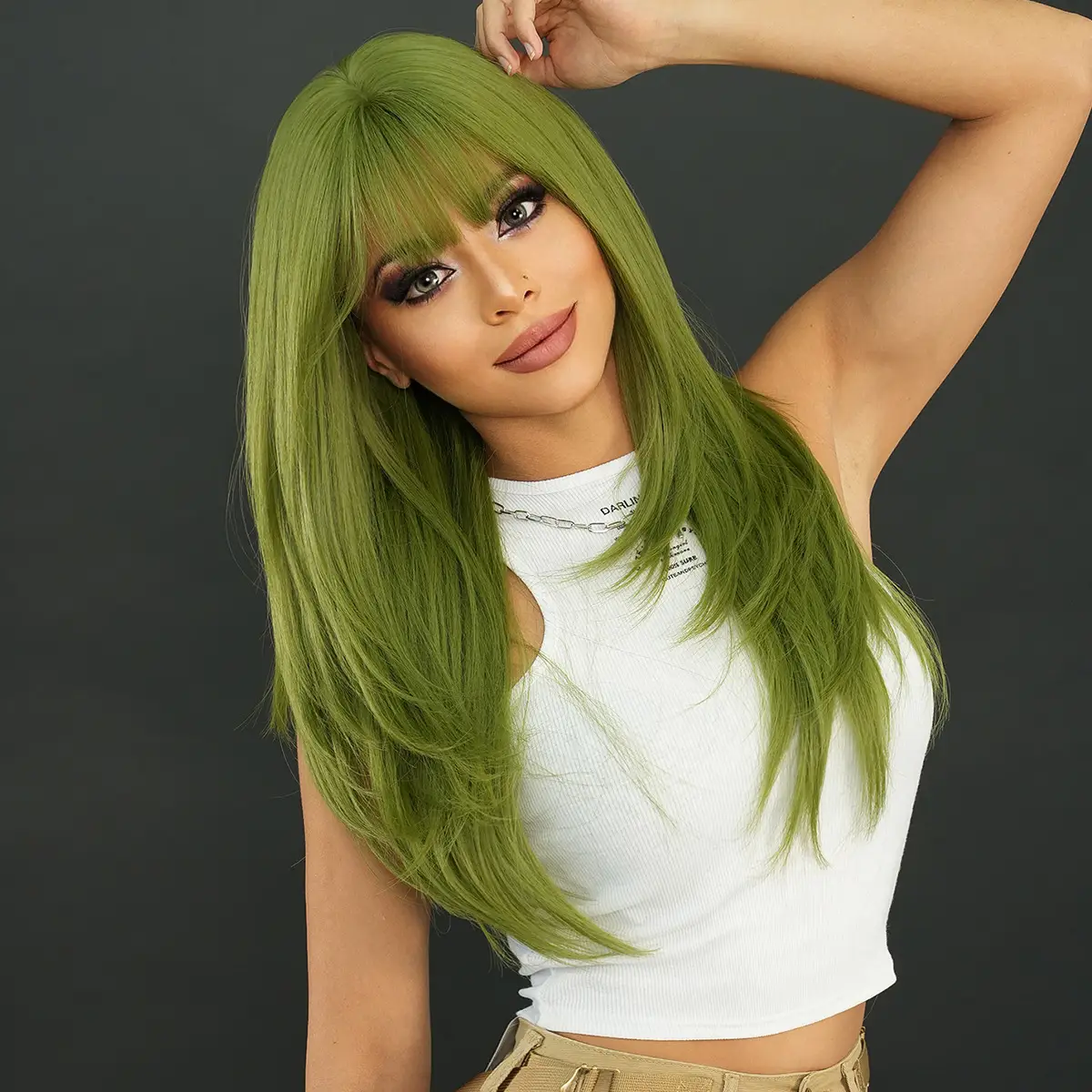 Vanilla Green Long Straight Women's Wig