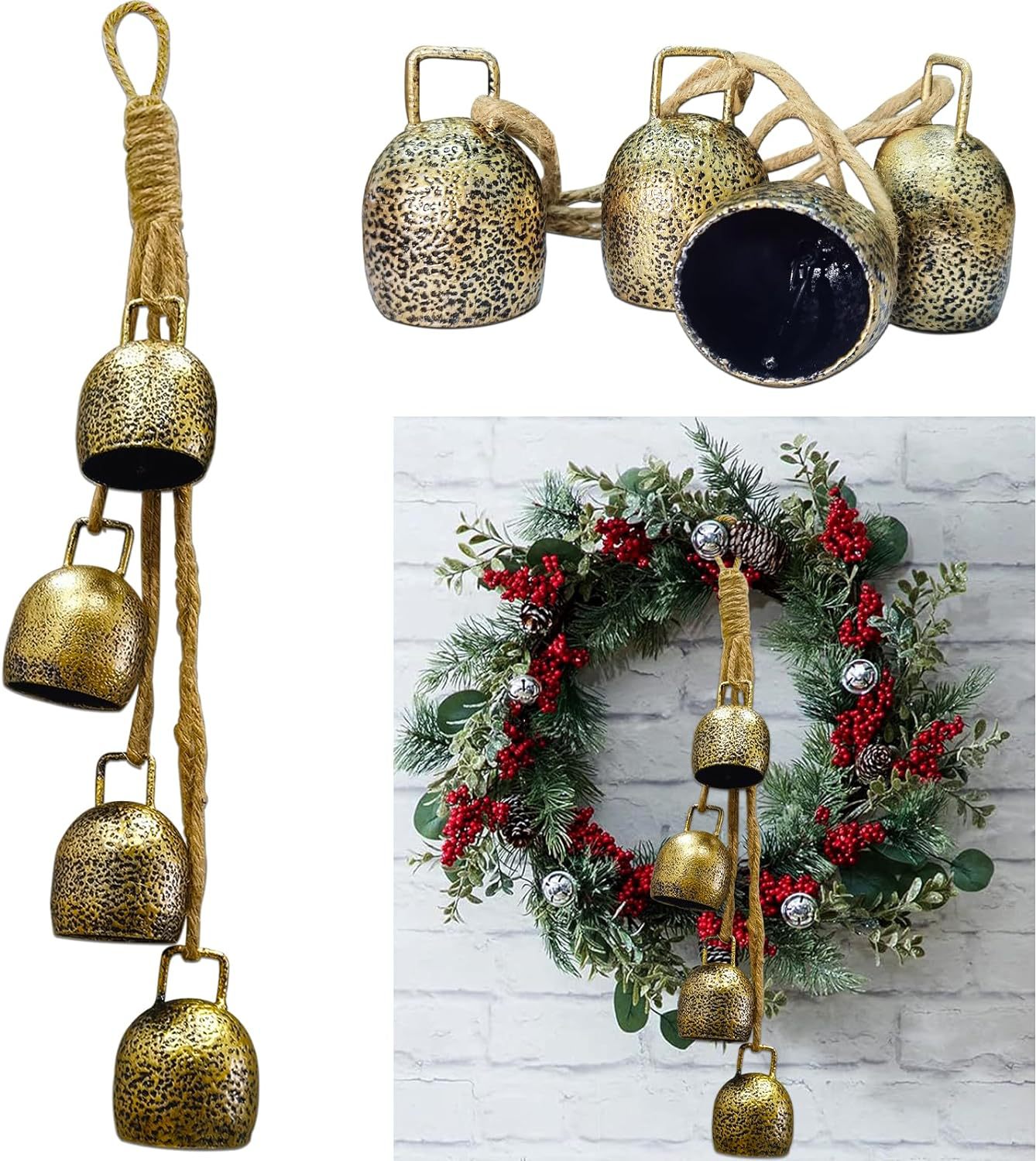 Title 1, Retro Metal Bell Garden Courtyard Christmas Dec...