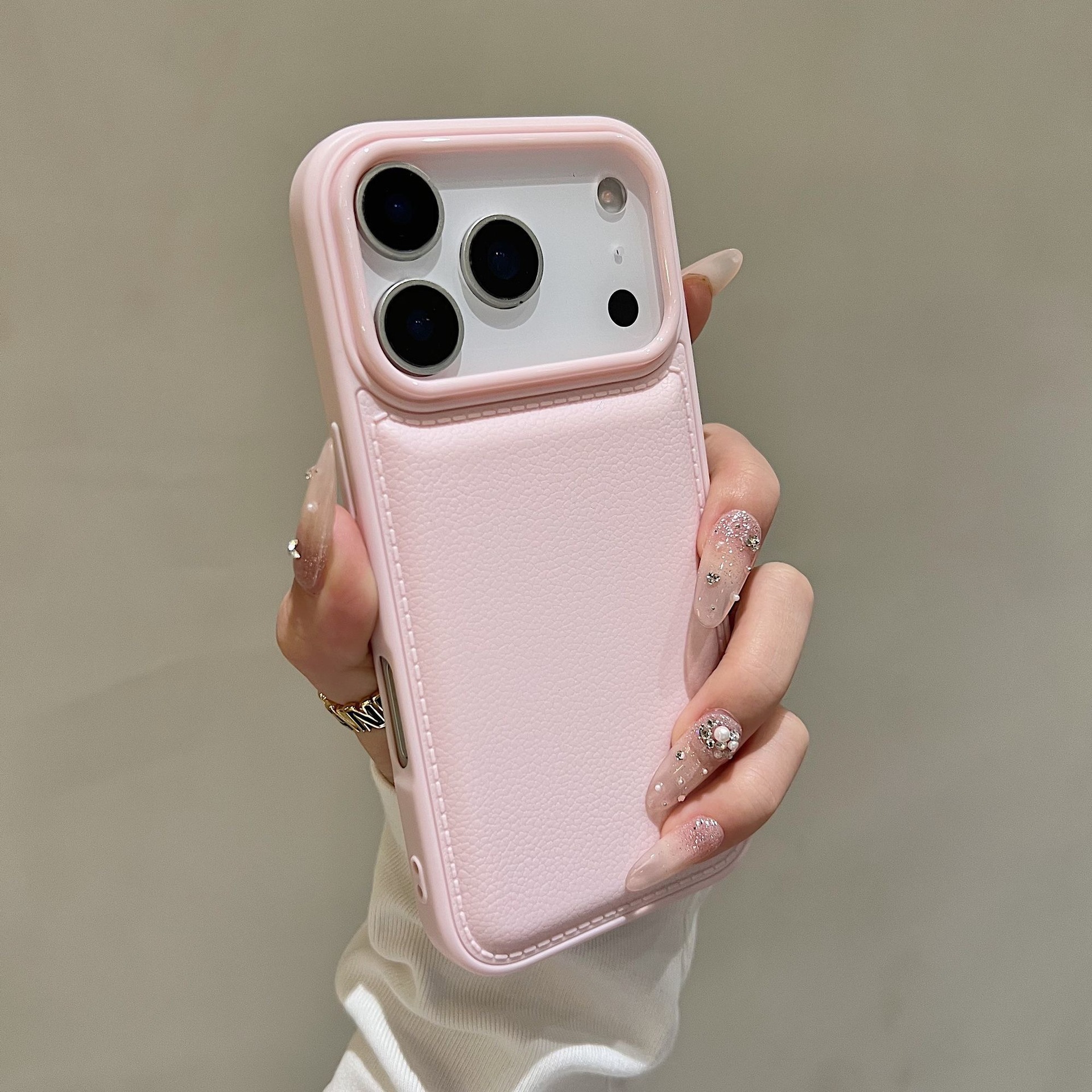 Phone Case With Leather Texture And Airbag Design