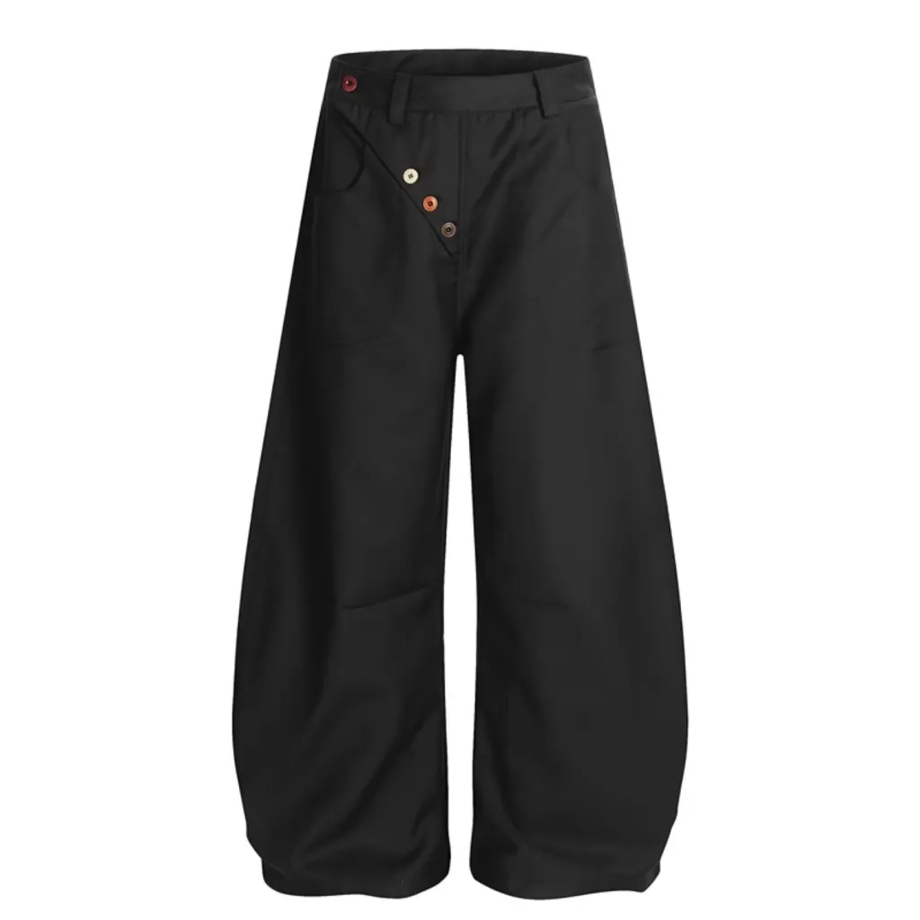 American-style Vintage Women's Versatile Wide-leg Pants - Black