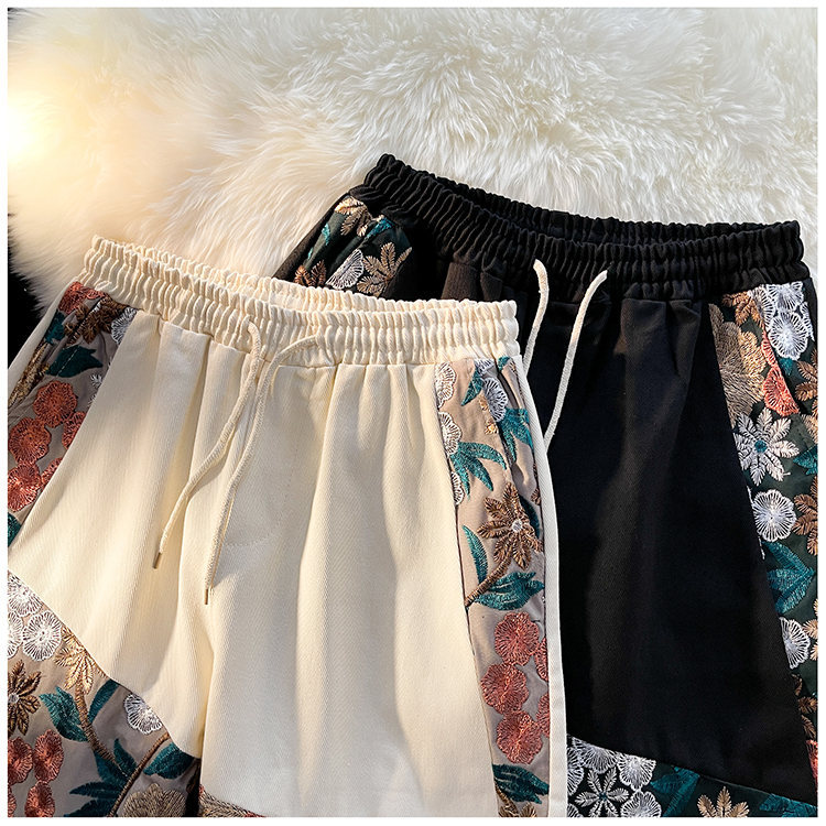 Hong Kong Style Plus Size Shorts Japanese Style Embroidery