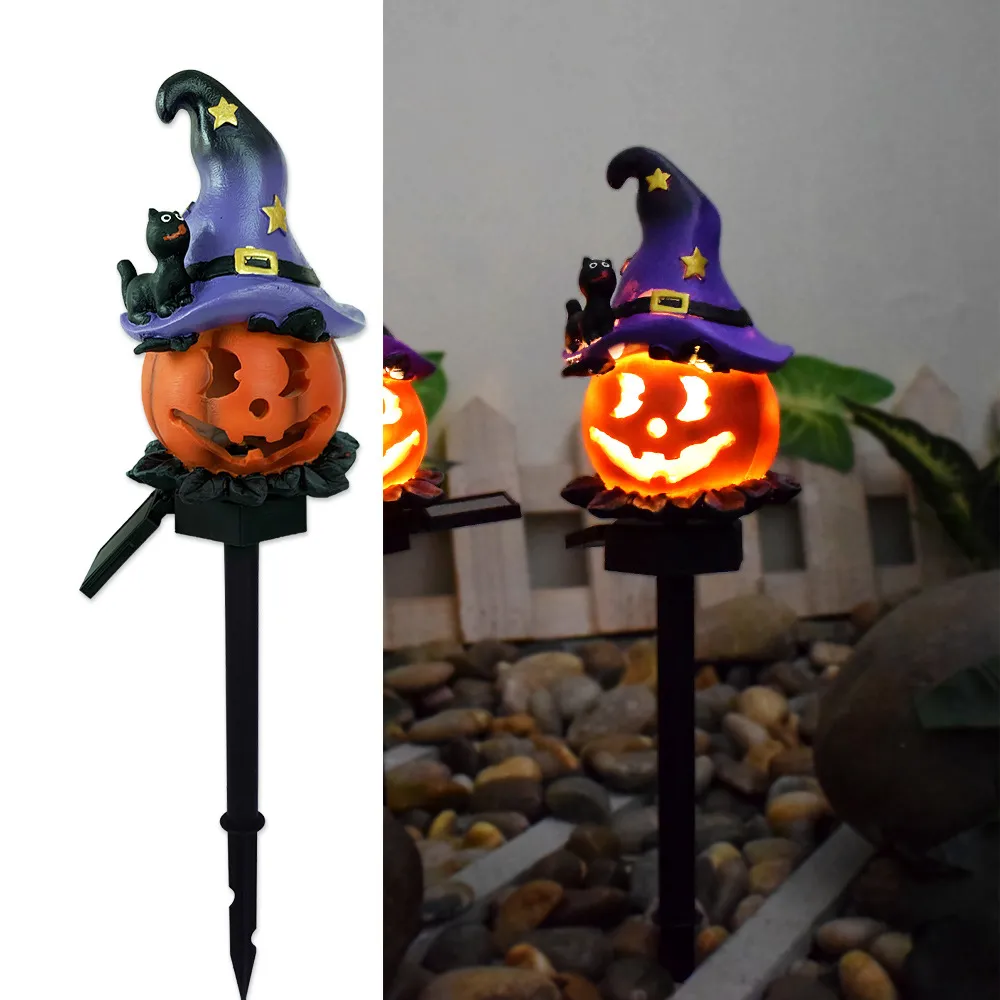 Creative Solar Outdoor Garden Halloween Pumpkin Lantern Resin Handicrafts Garden Festival Atmosphere Decorative Insert Light – image 6