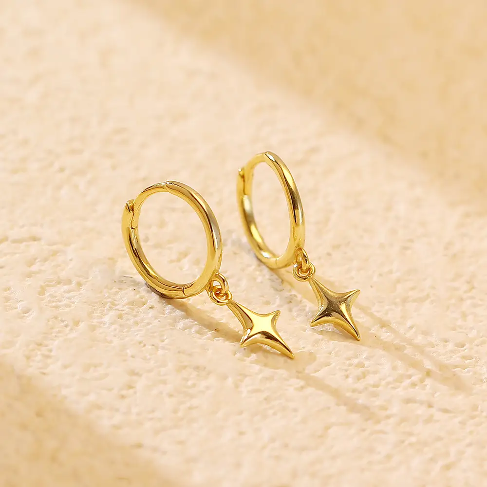 Sterling Silver Simple Stud Earrings Glossy