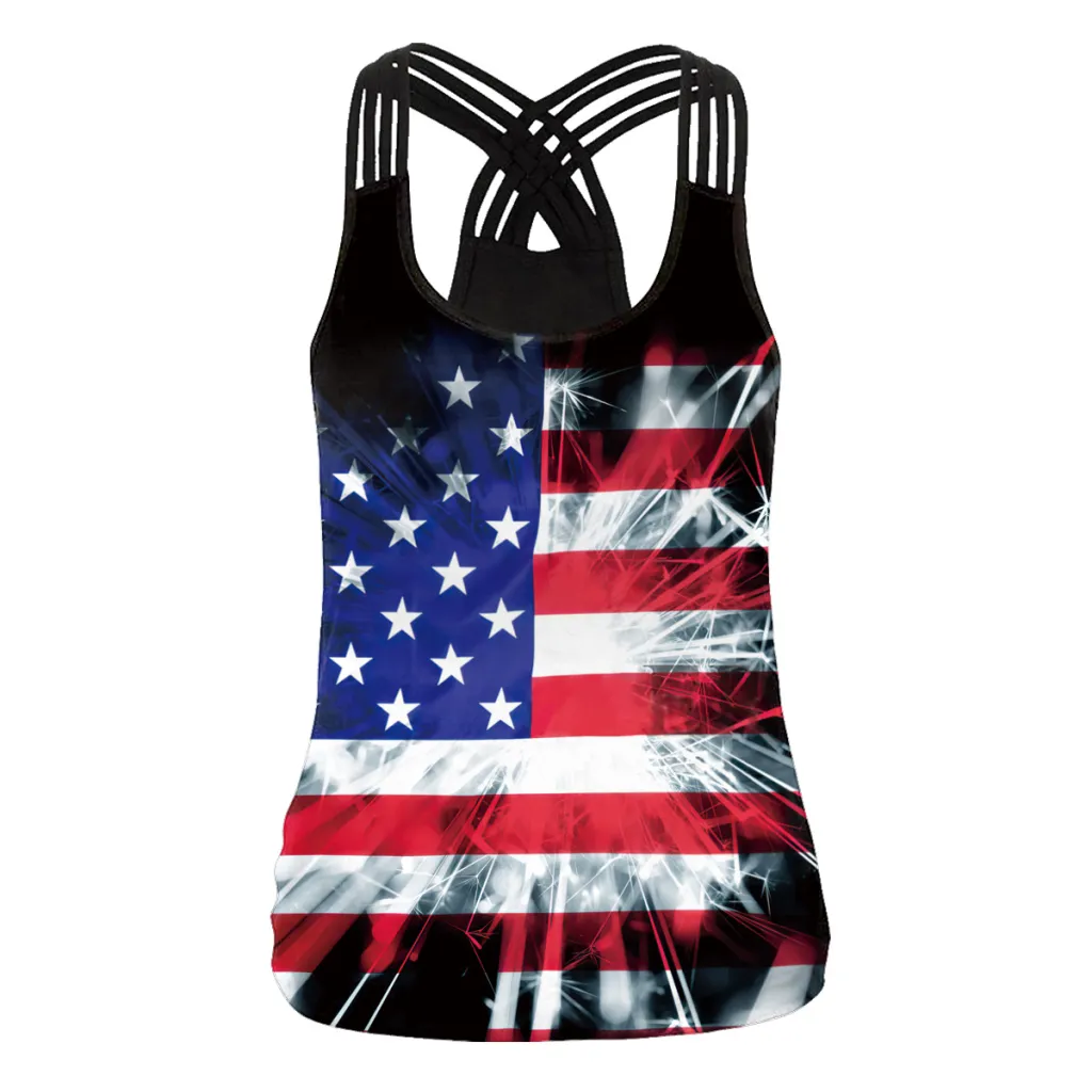Women's Casual All-match Yoga Striped 3D Digital Printing Camisole - B104 212-L