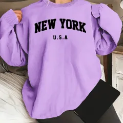 Hooded Sweatshirt Casual Long Sleeve Round Neck Women - Violet-Xs - View 1