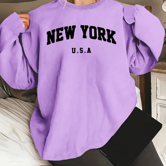Hooded Sweatshirt Casual Long Sleeve Round Neck Women Violet Xs - Shop at LoveMi