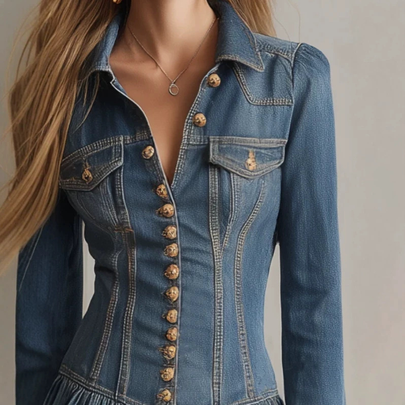 Women's Fashionable Casual Denim Ruffled Mini Skirt
